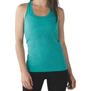 Lululemon Swiftly Tech Racerback Seamless Silverescent Heathered Blue Tropics 10